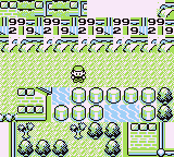 Un écran de pokémon avec des tuiles glitchées