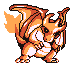 Un fan-sprite de Charcolt, un Dracaufeu avec un air dangereux